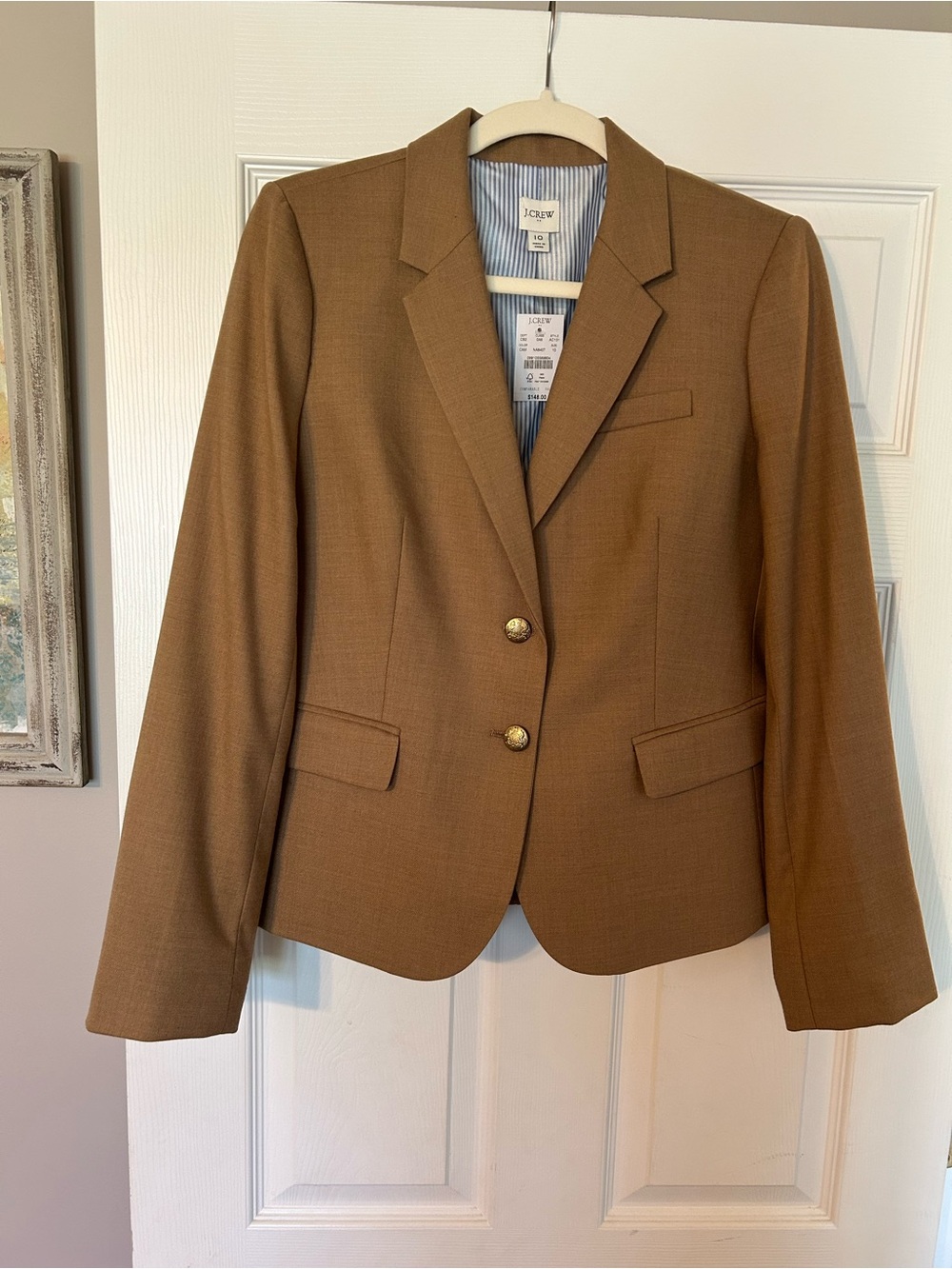 J. Crew SchoolBoy Blazer Women's Camel Brown Tailored Two-Button Blazer